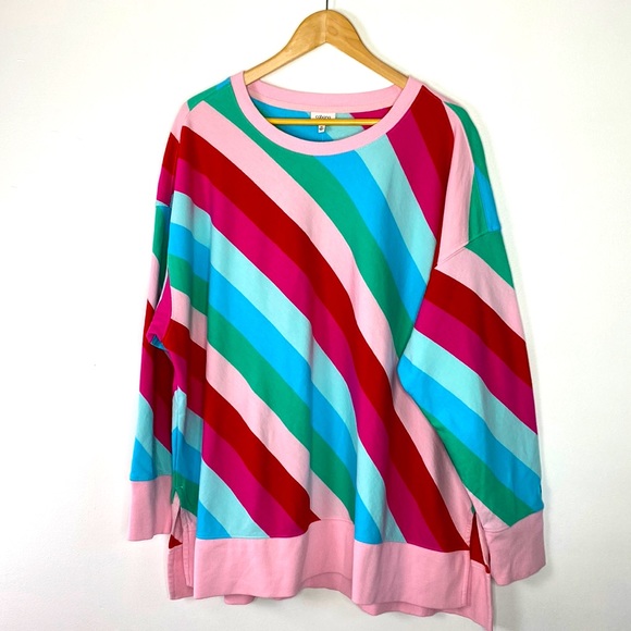 crown & ivy Tops - Cabana by Crown and Ivy Rainbow Sweatshirt Size 2X NWT